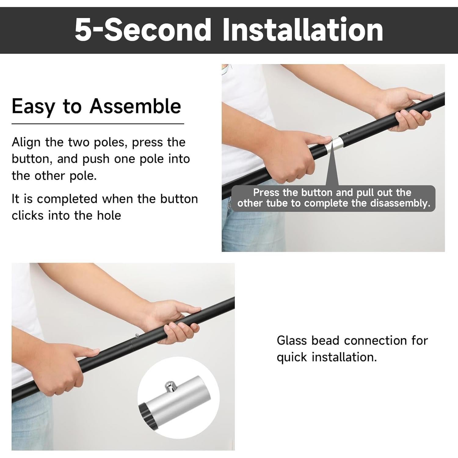 SAN LIKE Tent Poles Aluminum Tent Poles for Tarp 75inch Camping Tarp Poles Adjustable Collapsible Tent Poles for Awnings Canopy Rain Fly Shelter 4 Sets-5 Sections