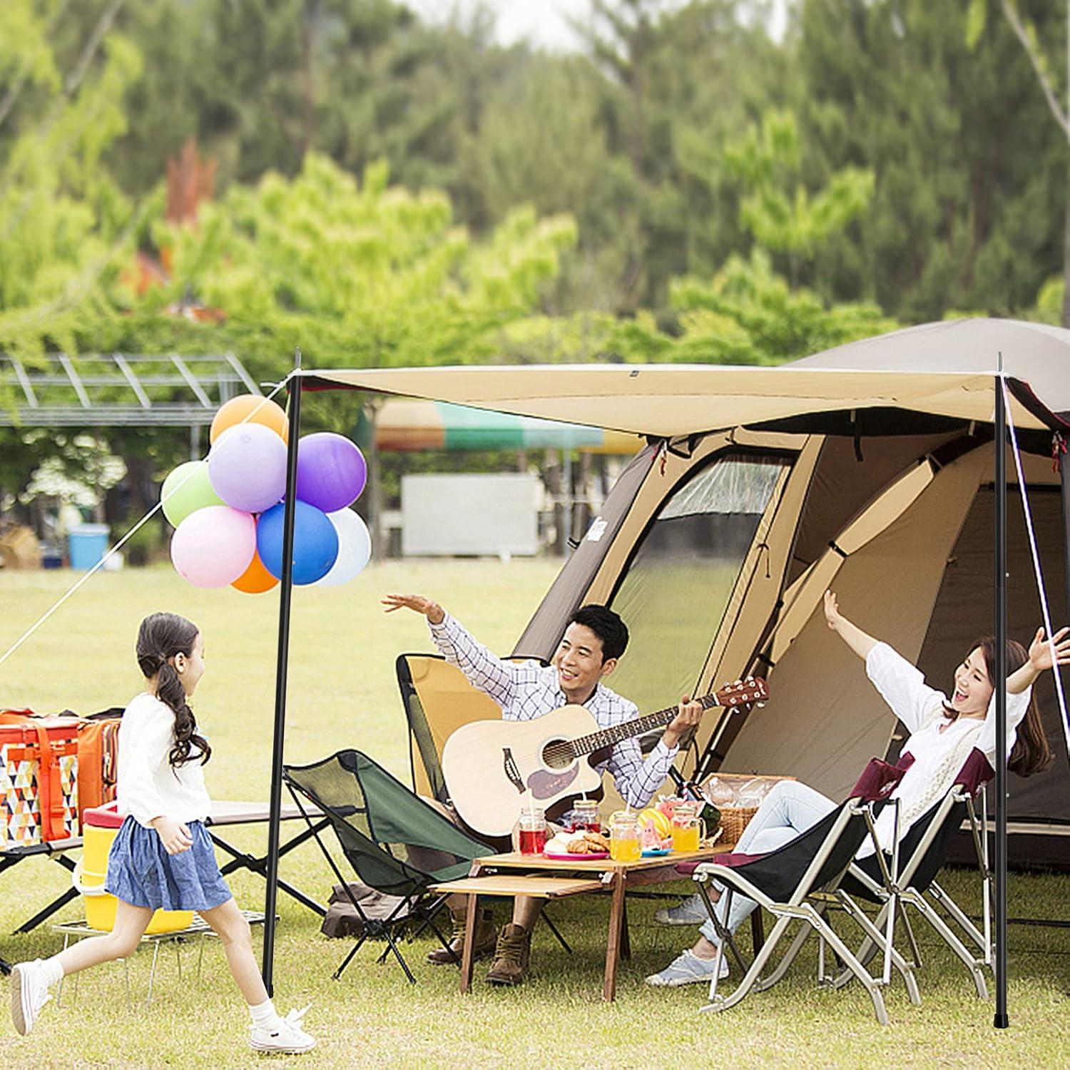 SAN LIKE Tent Poles Aluminum Tent Poles for Tarp 75inch Camping Tarp Poles Adjustable Collapsible Tent Poles for Awnings Canopy Rain Fly Shelter 4 Sets-5 Sections