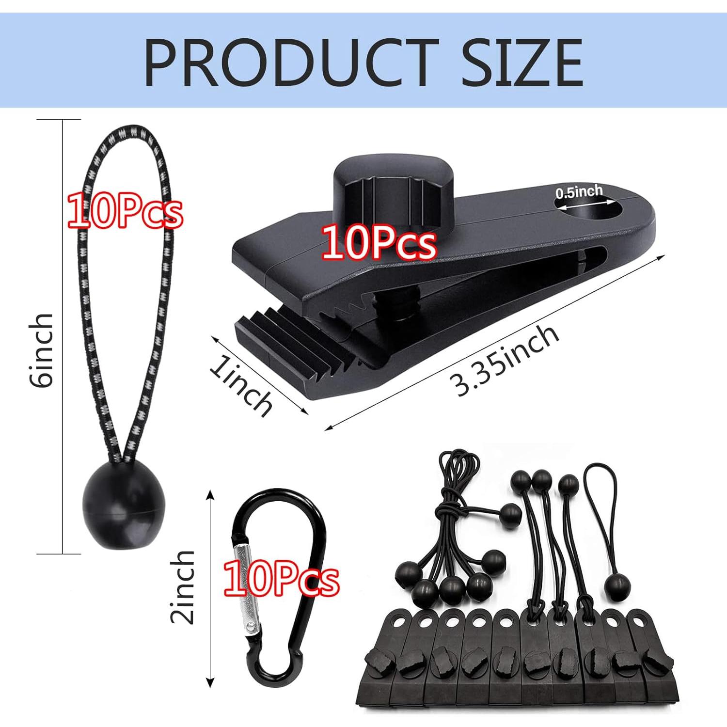 30 Clips de Tarp Alta Resistencia Senylanhxy con Cuerdas y Mosquetones