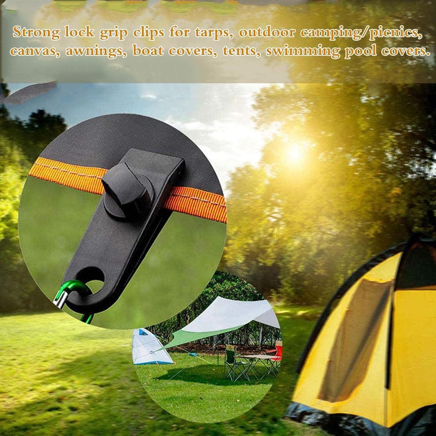 30 Clips de Tarp Alta Resistencia Senylanhxy con Cuerdas y Mosquetones