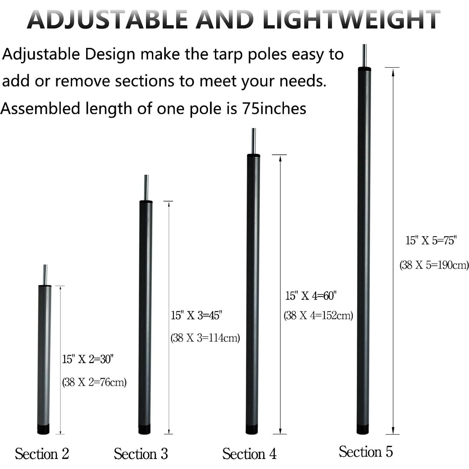Postes ajustables para toldo Hibinew HB - Acero 190.5 cm