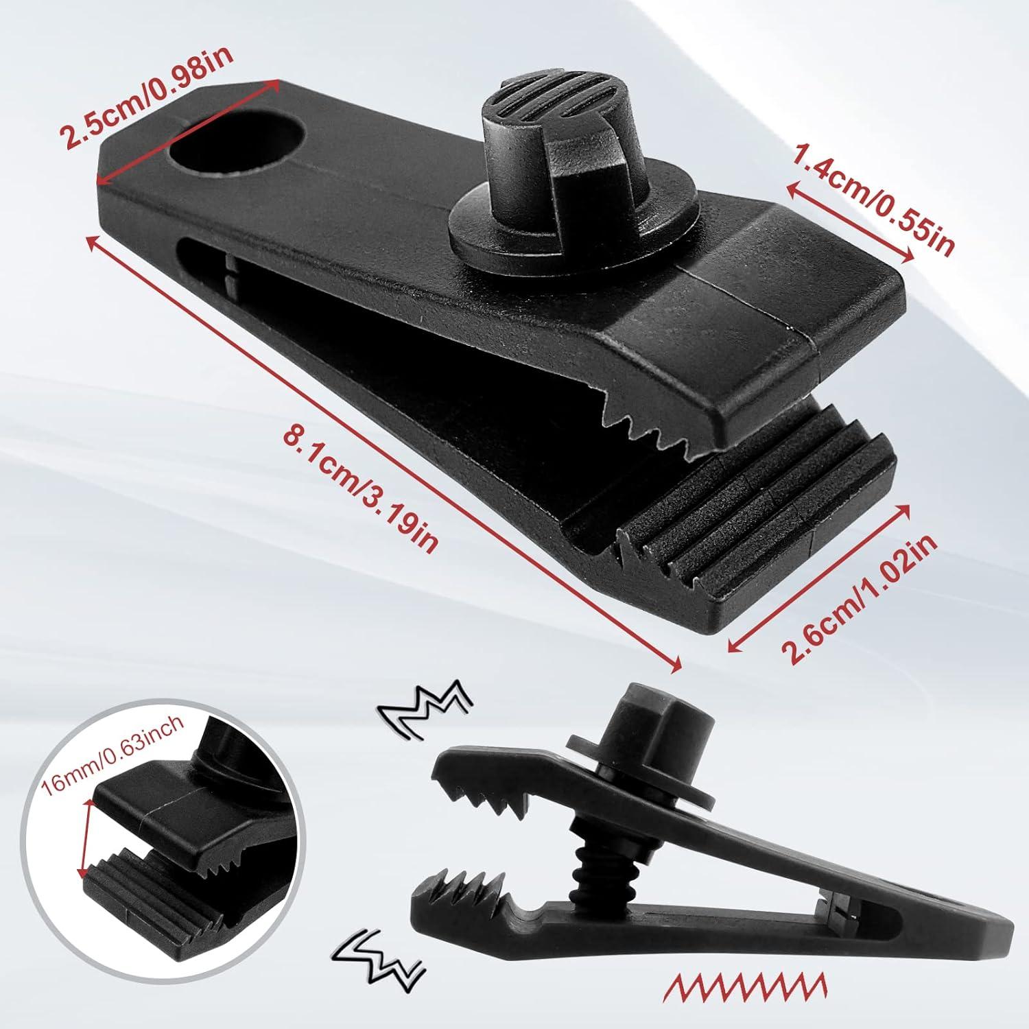 Pinzas de Tarp CLIO Alta Resistencia 24 Piezas Nylon Negro