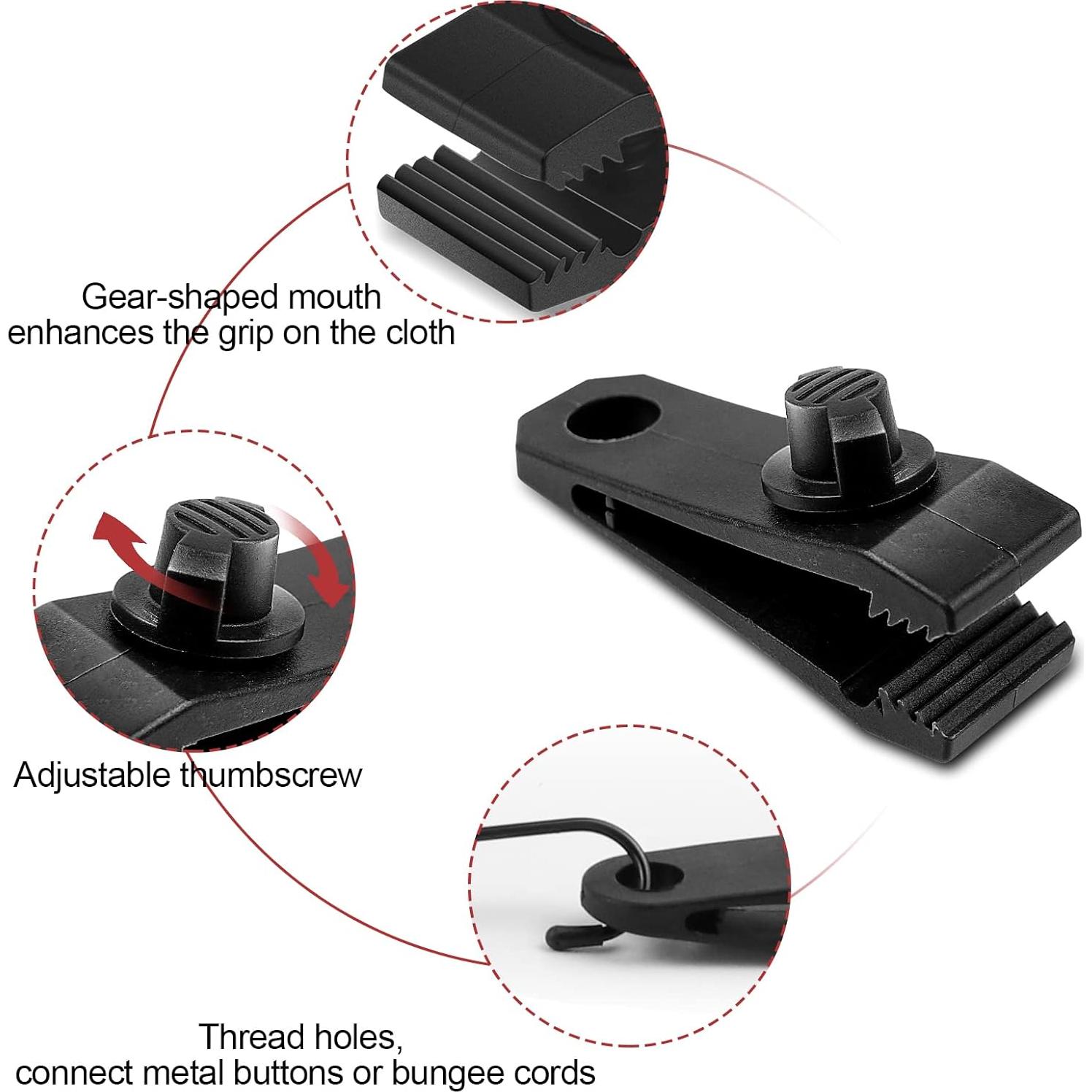 Pinzas de Tarp CLIO Alta Resistencia 24 Piezas Nylon Negro