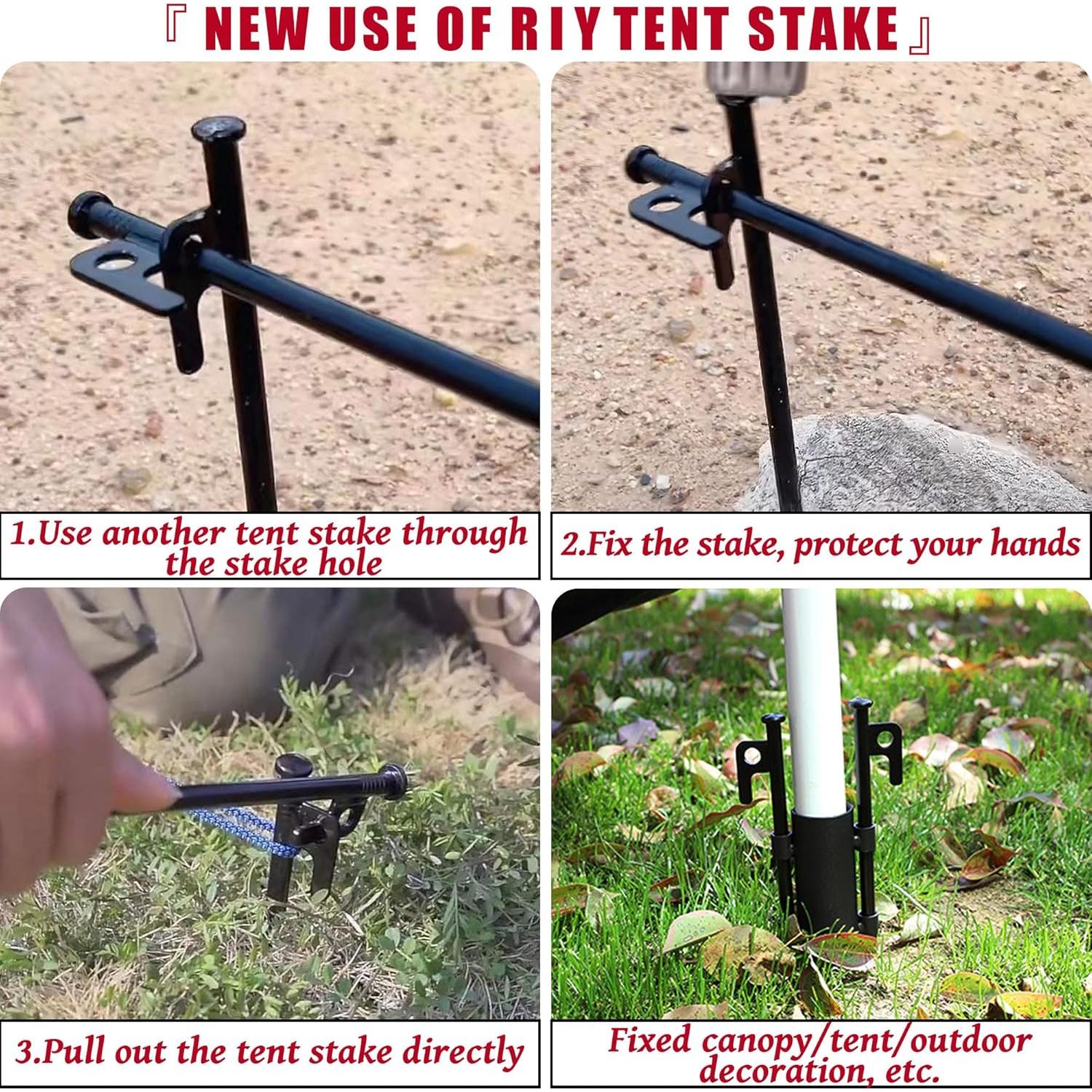 Estacas de Camping RIY de Acero Forjado 30.48 cm - Paquete de 8