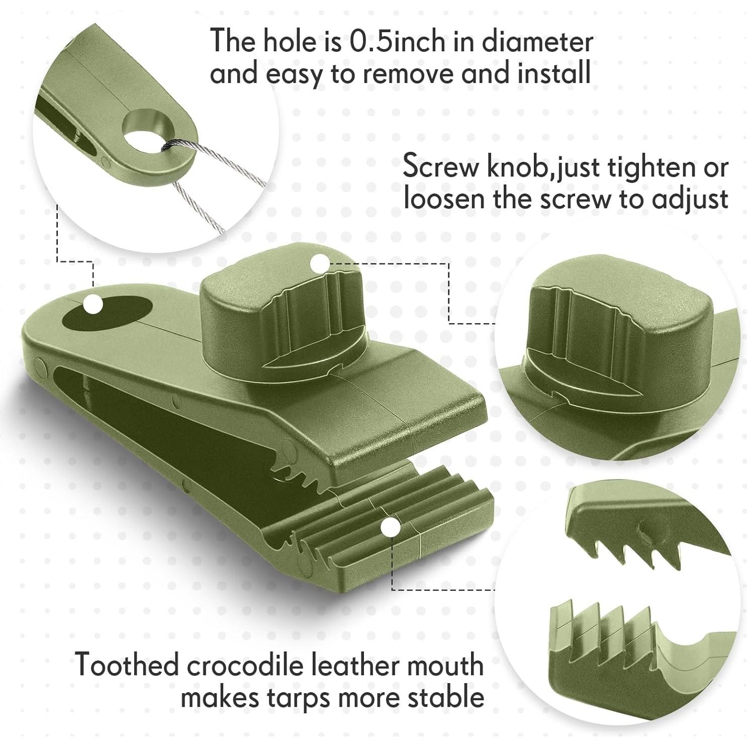 Yalikop 60 Pieces Tarp Clips Heavy Duty Lock Clamps Thumb Screw Tent Clips Tarp Clamps for Holding up Tarps Camping Awnings Canopies Covers of Car Swimming Pool Cover Boat Hammock(Green)