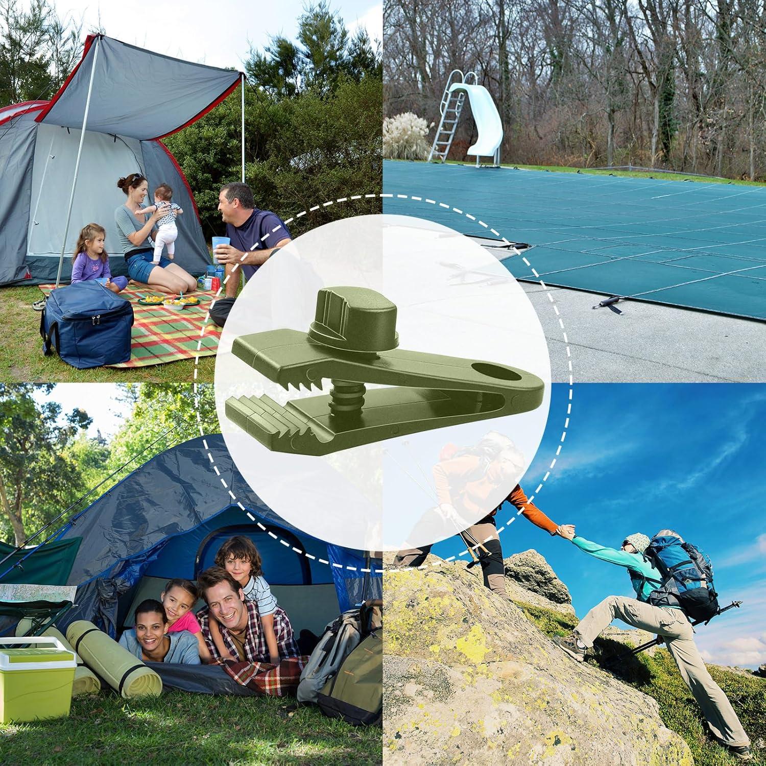 Yalikop 60 Pieces Tarp Clips Heavy Duty Lock Clamps Thumb Screw Tent Clips Tarp Clamps for Holding up Tarps Camping Awnings Canopies Covers of Car Swimming Pool Cover Boat Hammock(Green)