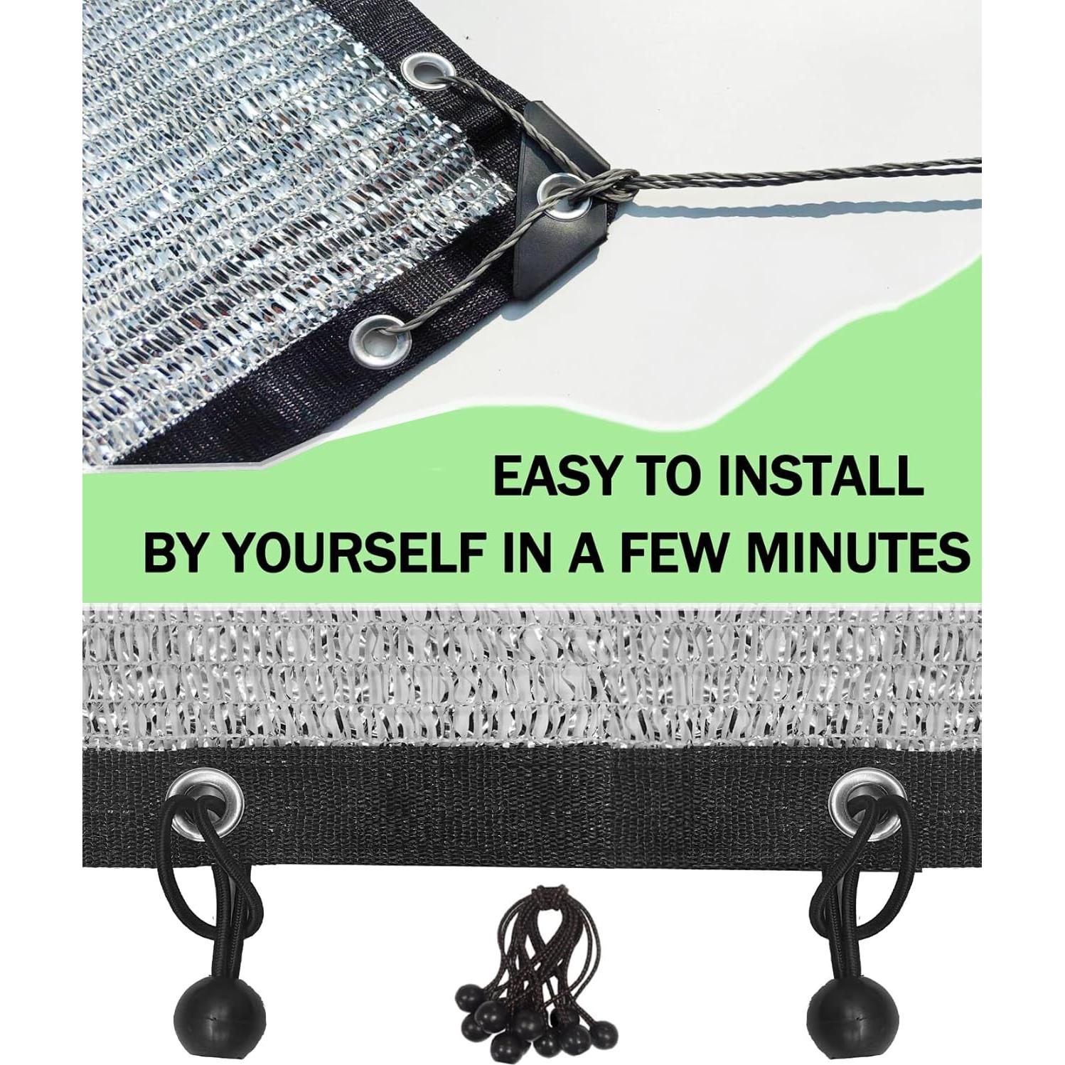 Tela de Sombra UNIUP 70% Aluminio 2x2m con Ojetes y Bungee