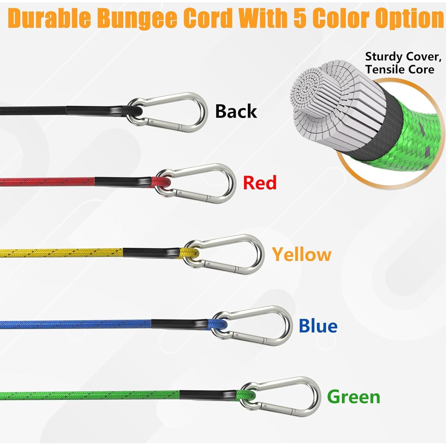 Cuerdas Bungee Sprookber 46 cm con Mosquetón Acero Inoxidable - Set de 4