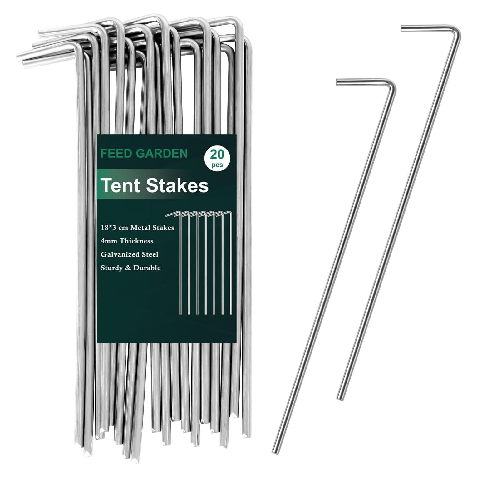 Estacas de Carpa FEED GARDEN 18 cm Paquete de 20 Alta Resistencia