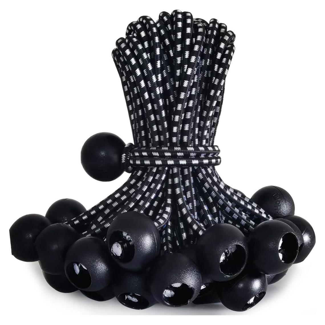 Cuerda Bungee Pesada PerkHomy 30 Pcs 15 cm Negra y Blanca
