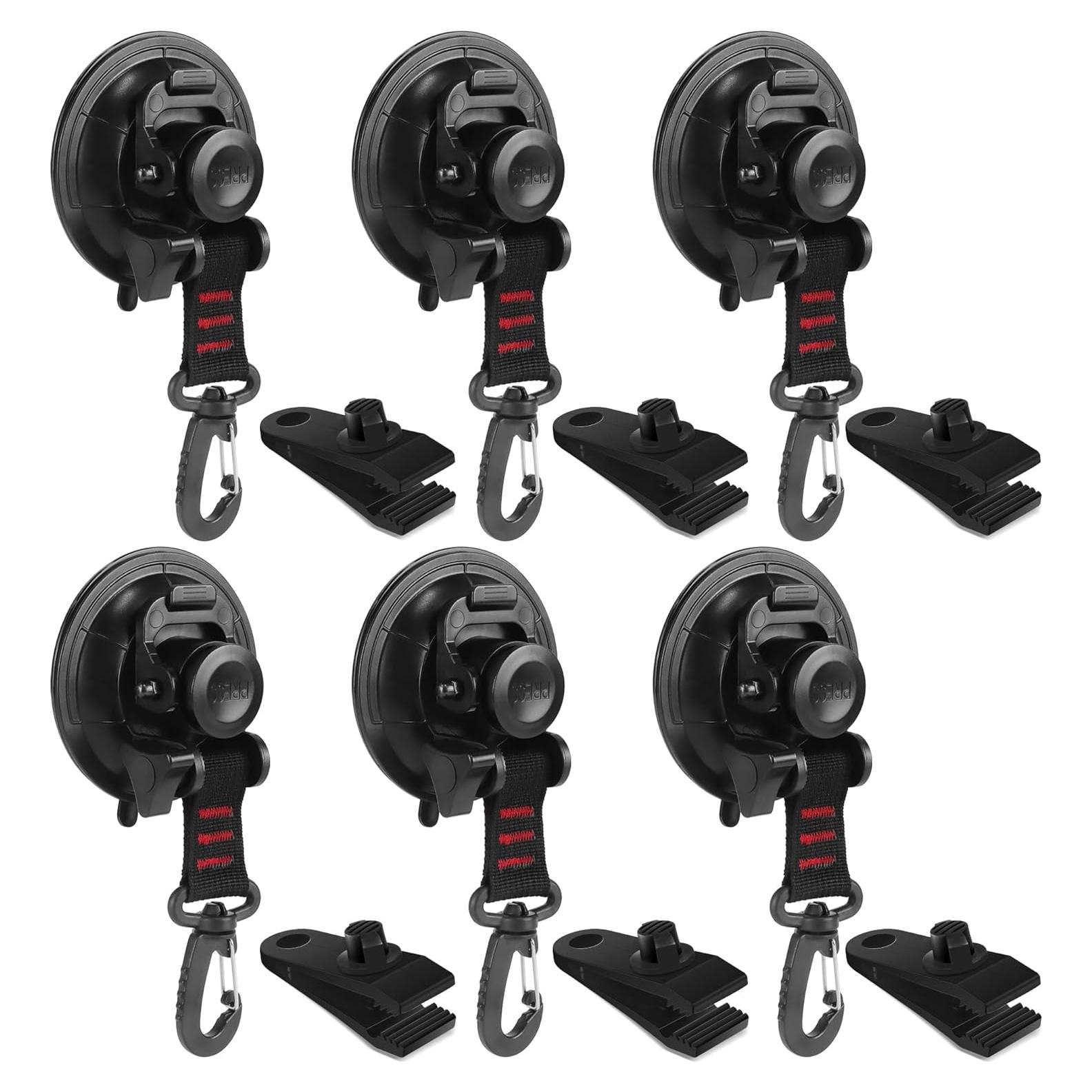 Ventosas de Alta Resistencia Vashly 6 Pcs con Clips para Lona