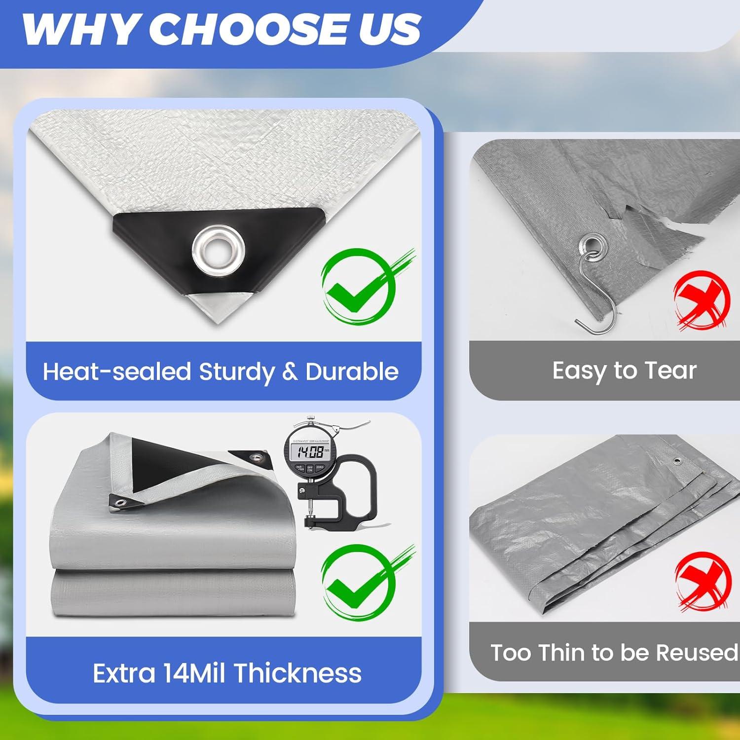 Lona Impermeable Homiton 3.05m x 3.66m 14 Mil Resistente UV