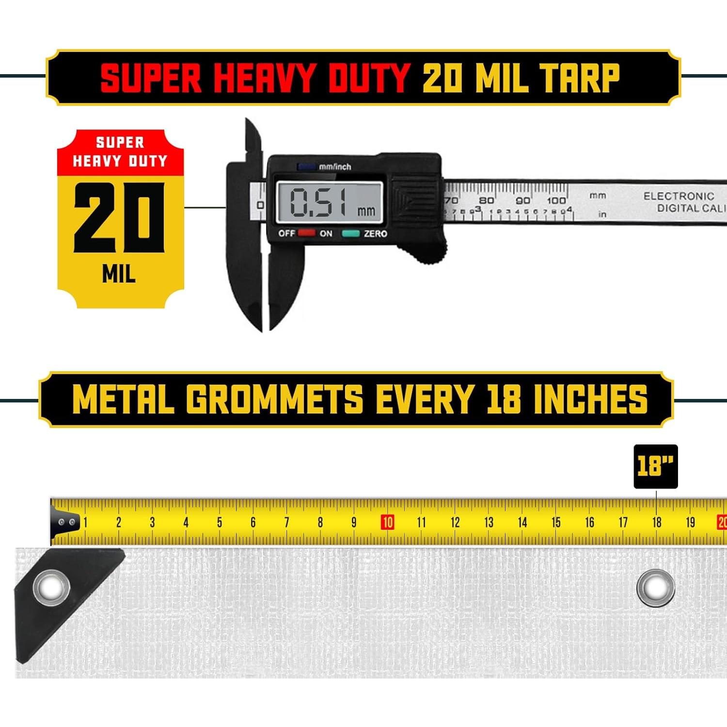 Lona Impermeable Core Tarps 5.49x7.32m 20 Mil Resistente UV