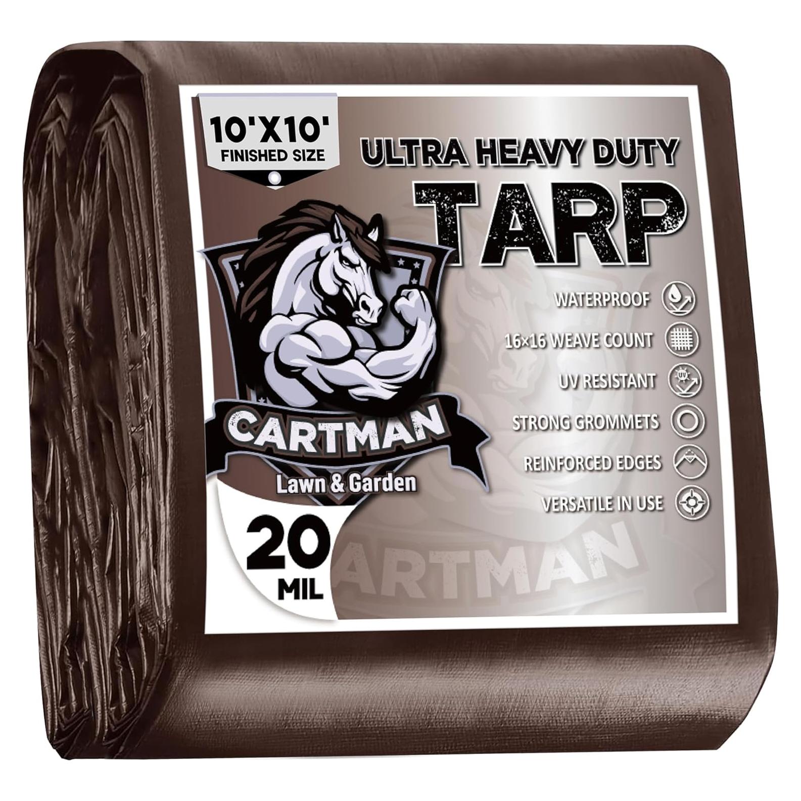 Lona de Polietileno Cartman 10x10 Pies 20 Mil Marrón Impermeable