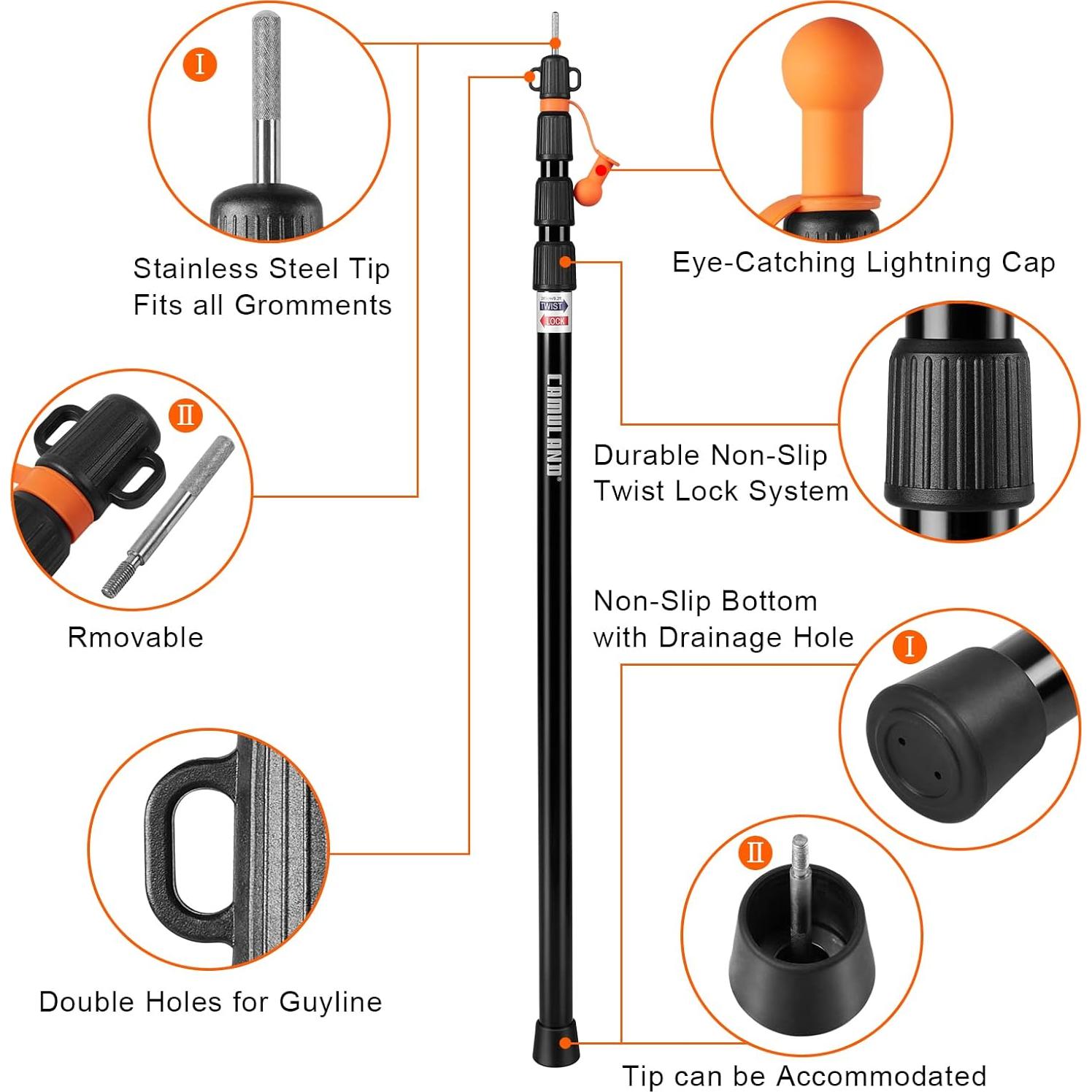 Postes de Lona Telescópicos CAMULAND 87.6-279.4 cm para Camping