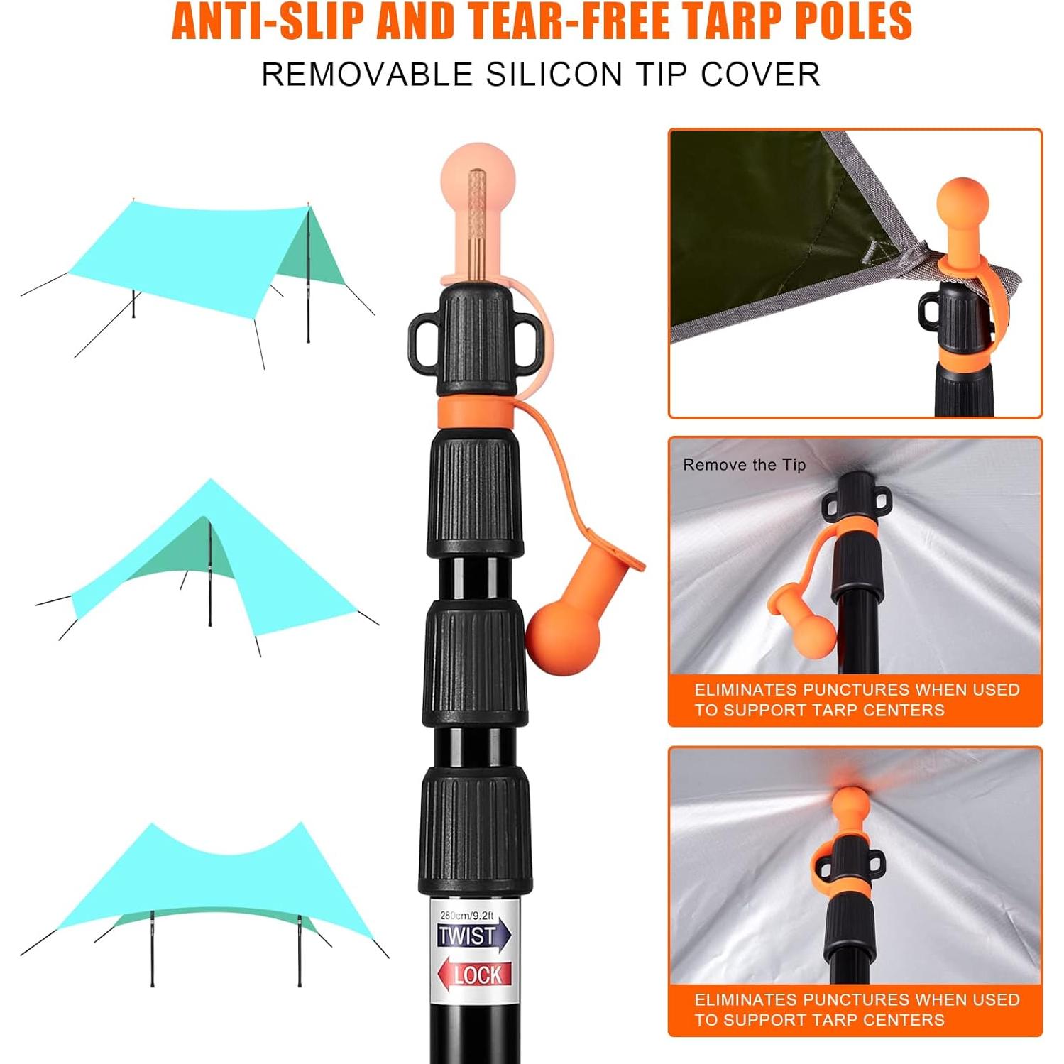 Postes de Lona Telescópicos CAMULAND 87.6-279.4 cm para Camping