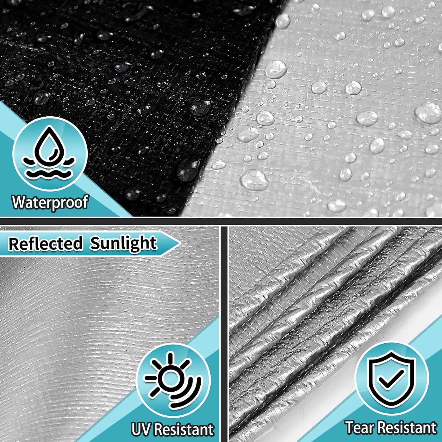 Lona impermeable CAMPMAC 4.88m x 6.1m 0.30cm Plata/Negro