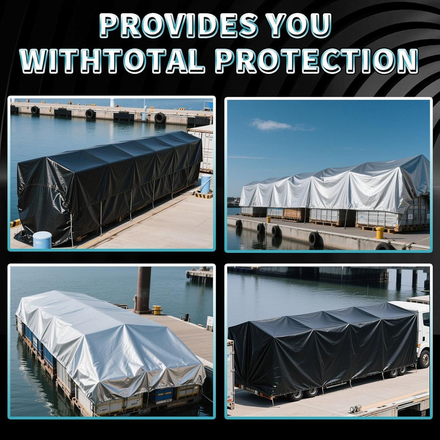 Lona impermeable CAMPMAC 4.88m x 6.1m 0.30cm Plata/Negro