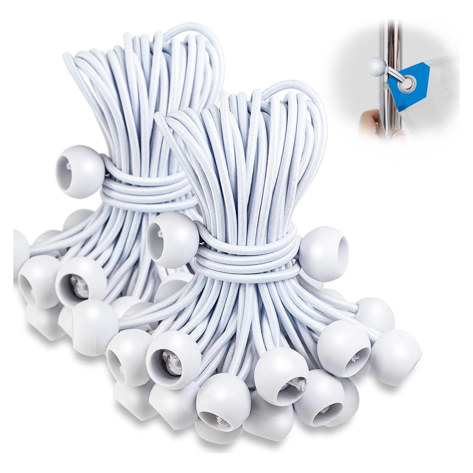 100 Bolas Bungee 15 cm Kinzomor Lona Blanca Resistente UV