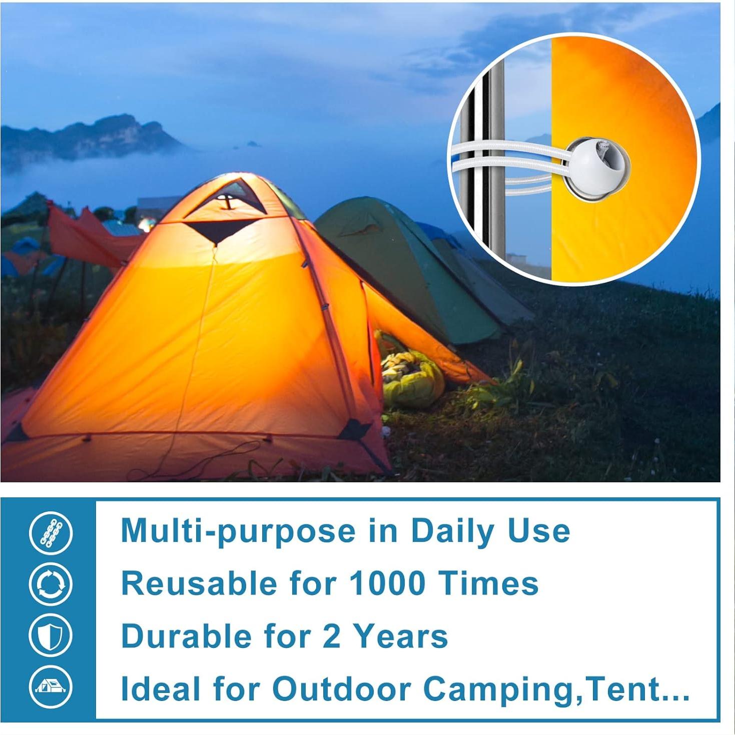 100 Bolas Bungee 15 cm Kinzomor Lona Blanca Resistente UV