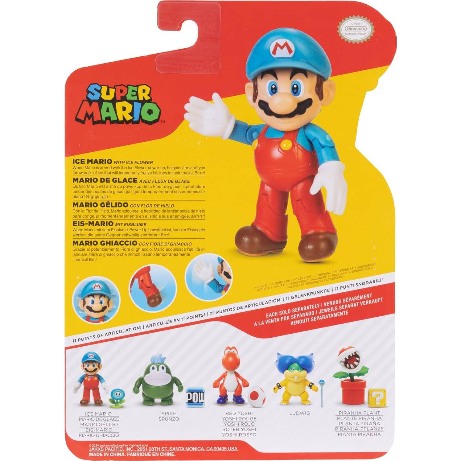 Figura Mario Hielo 10 cm Jakks Pacific con Flor de Hielo