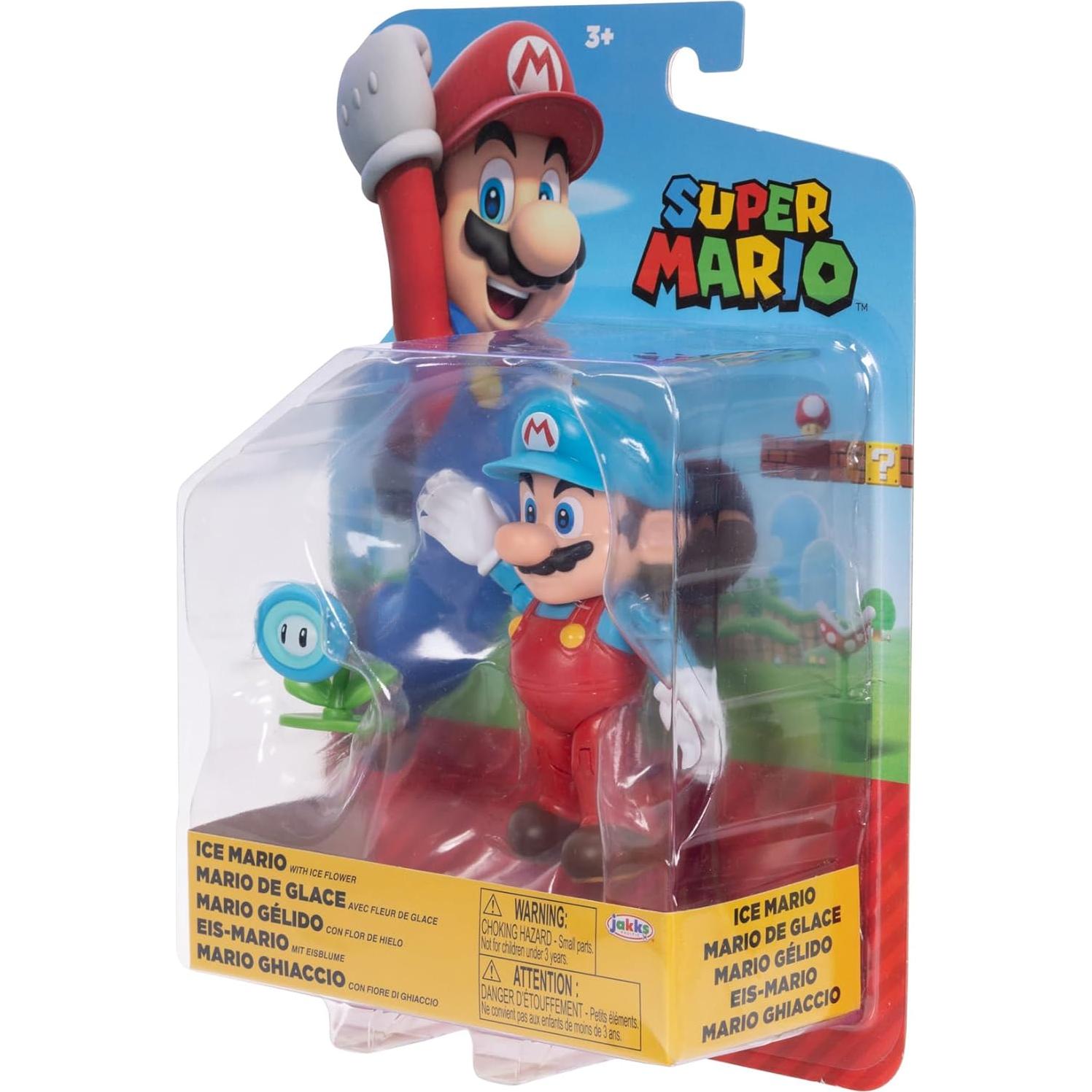 Figura Mario Hielo 10 cm Jakks Pacific con Flor de Hielo