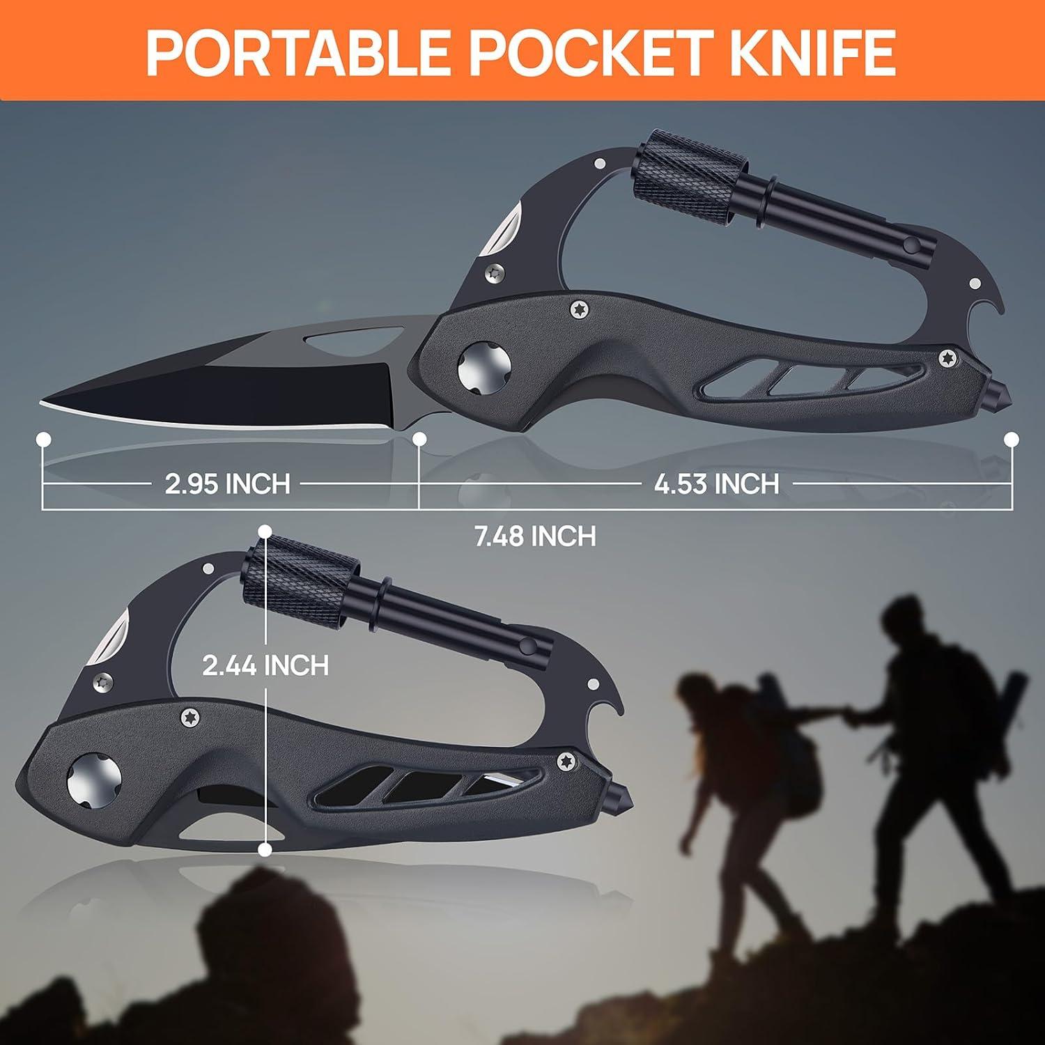 Multiherramienta 6-en-1 NewFation con Mosquetón y Cuchillo Plegable