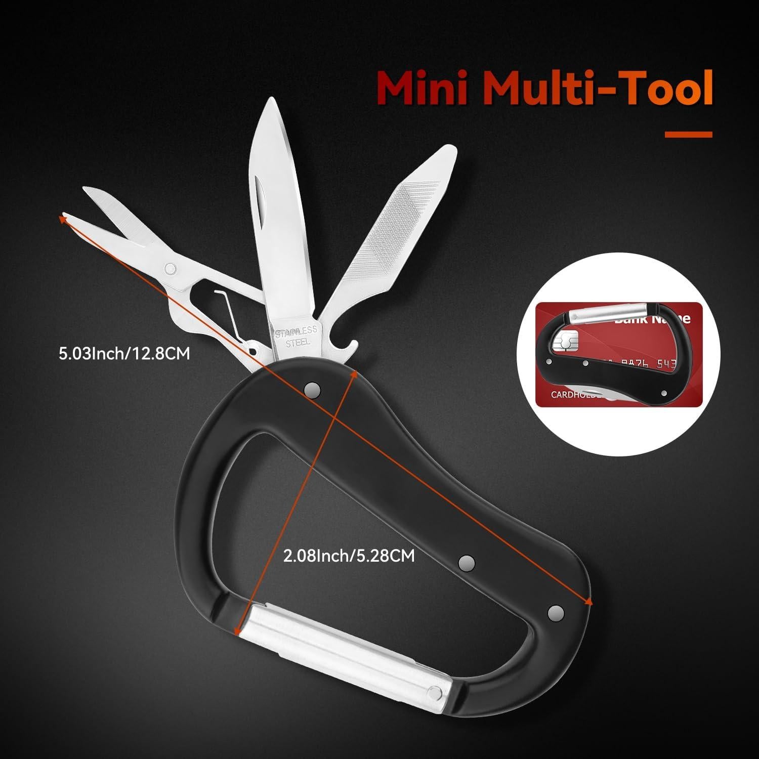 Multiherramienta KINGSUSLAY EDC con cuchillo y mosquetón negro