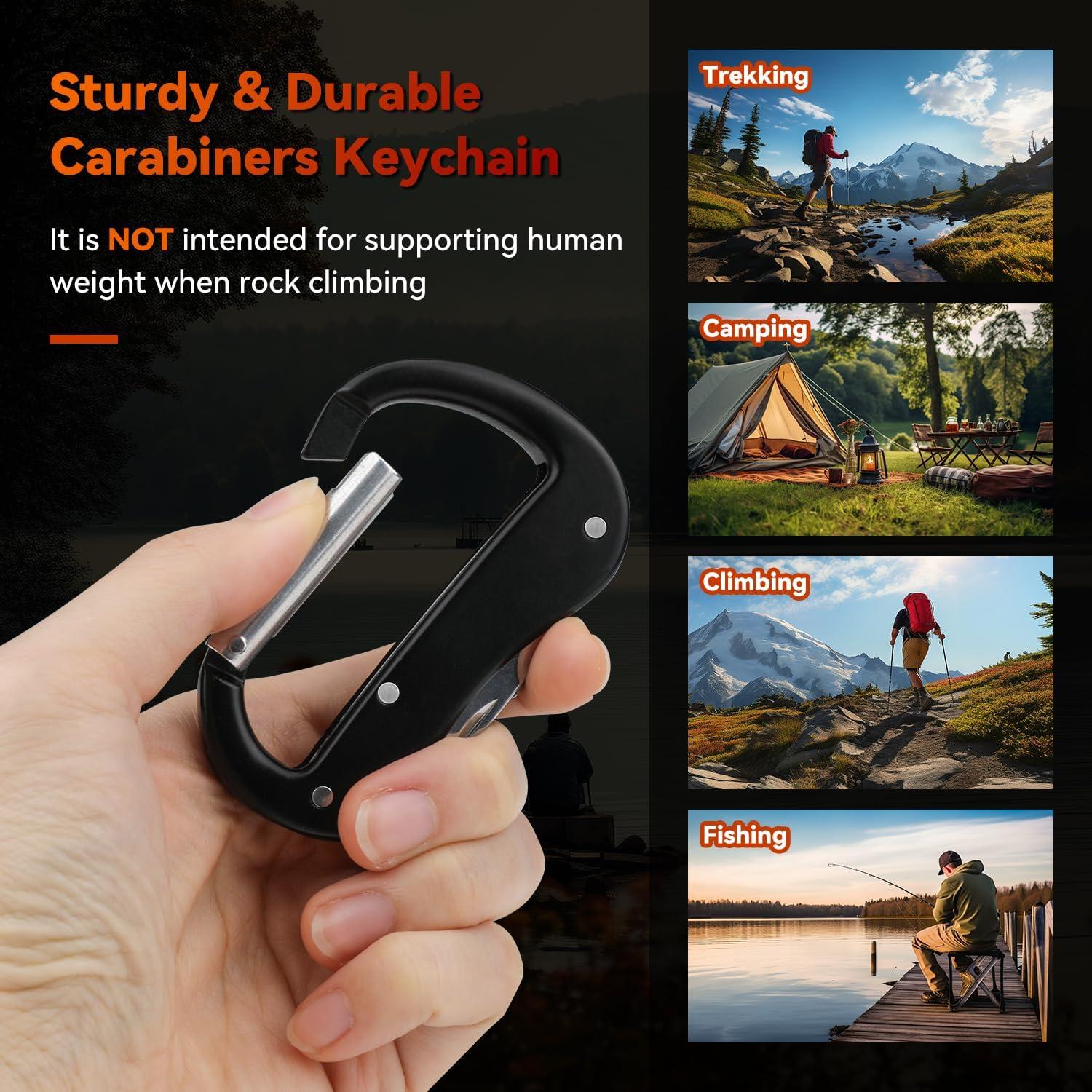 Multiherramienta KINGSUSLAY EDC con cuchillo y mosquetón negro