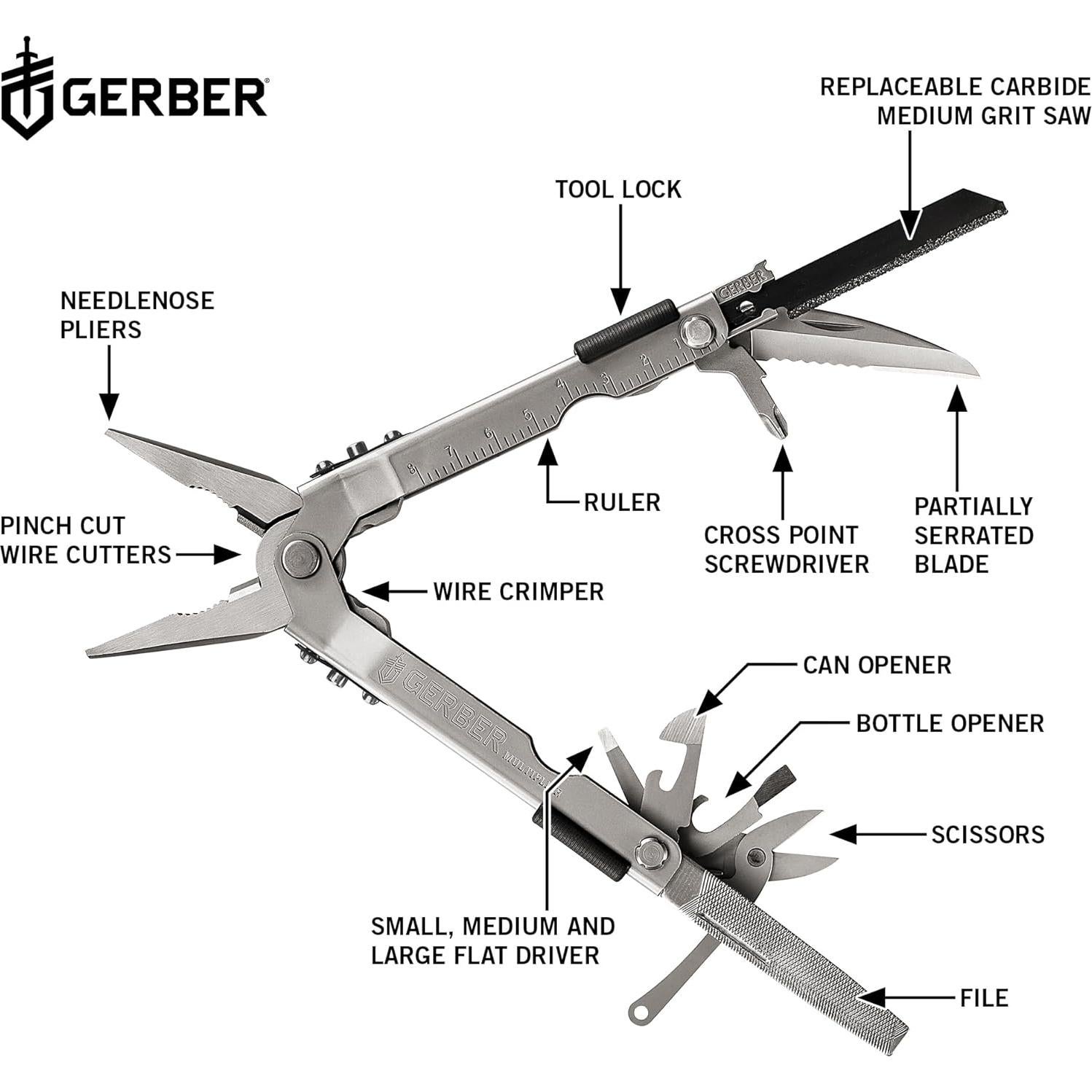 Multiherramienta Gerber Gear MP600 Pro Scout 15 en 1 Acero Inox