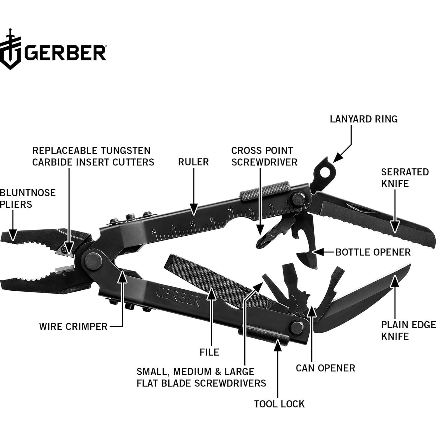 Multiherramienta Gerber Gear Multi-Plier 600 con 14 Herramientas