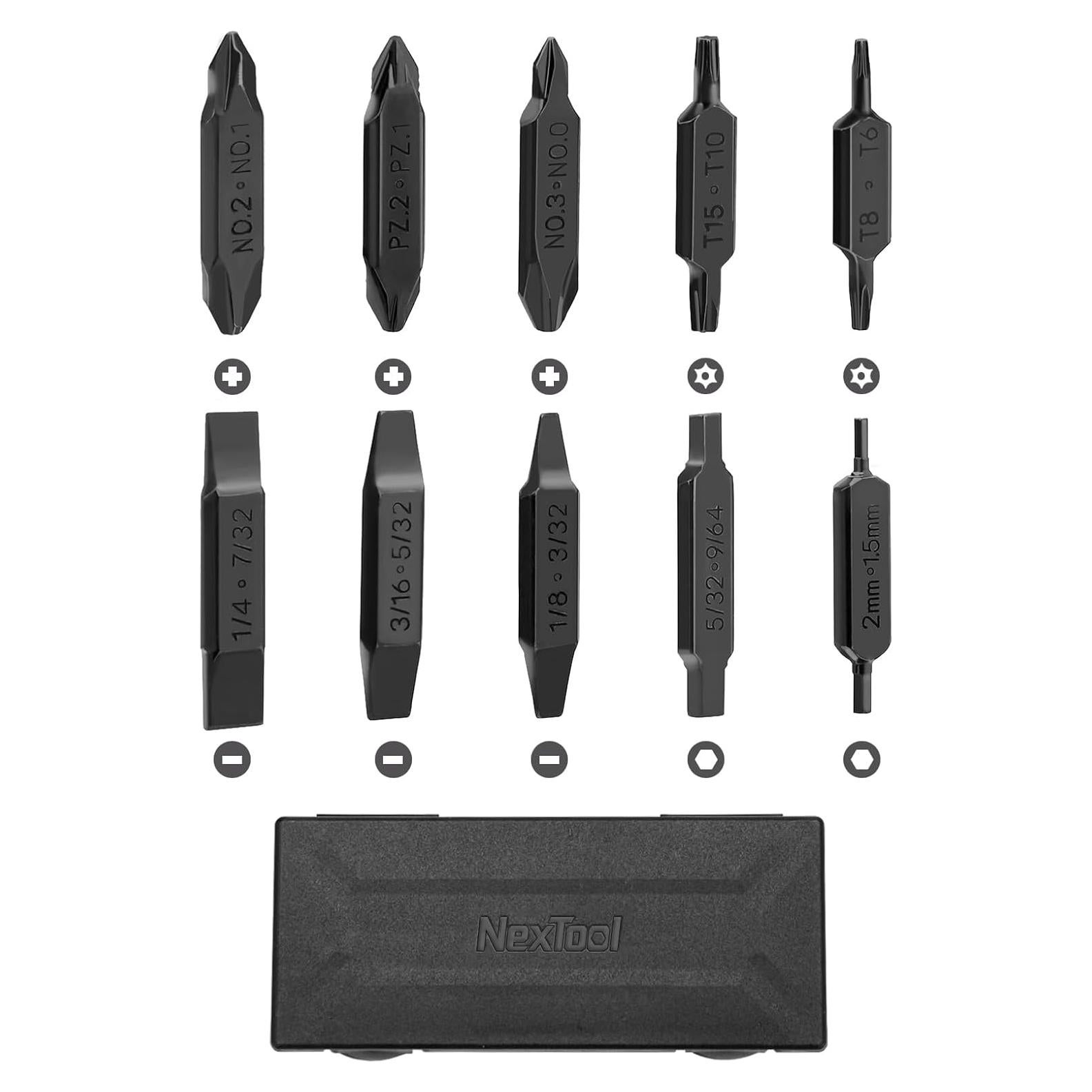 Kit de Puntas NexTool E1 - 10 Puntas Doble Extremo Acero S2