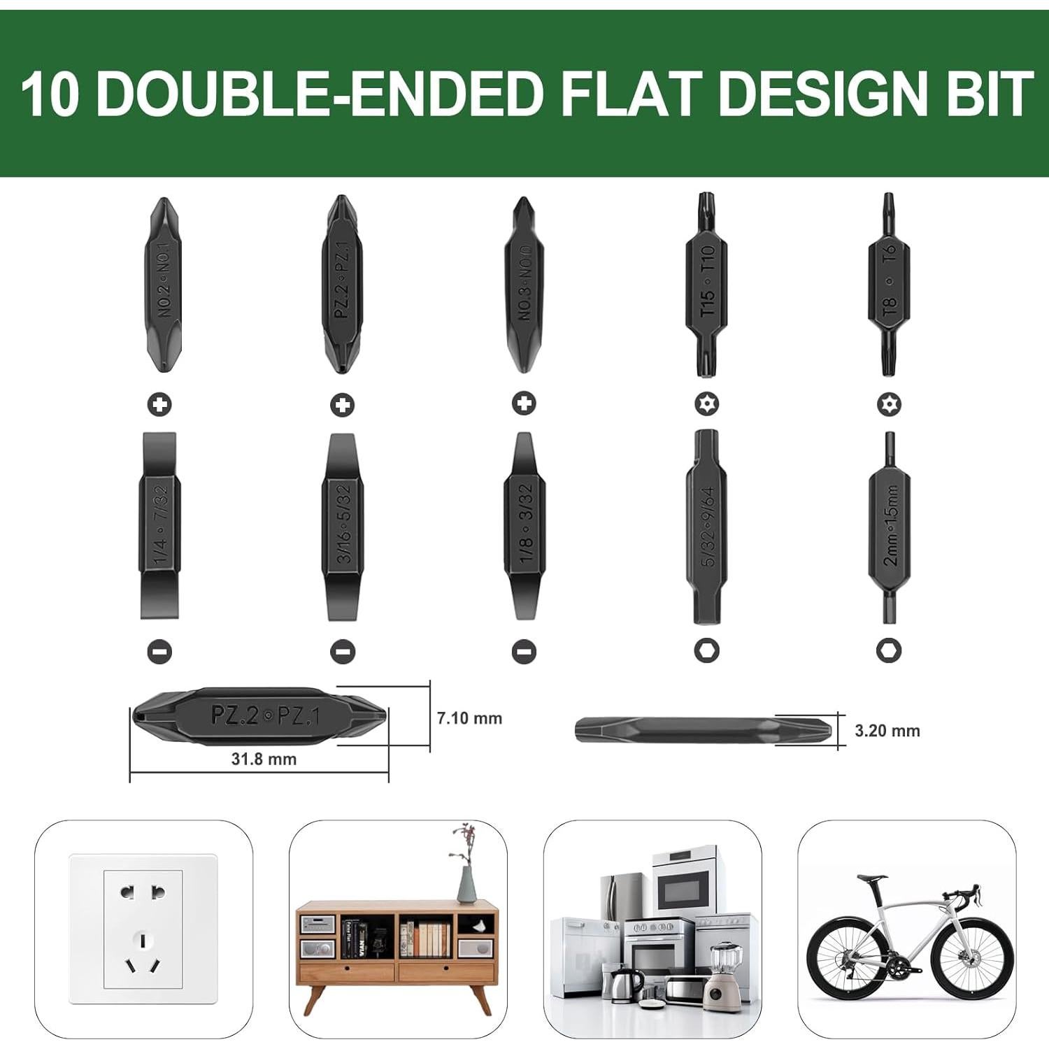 Kit de Puntas NexTool E1 - 10 Puntas Doble Extremo Acero S2