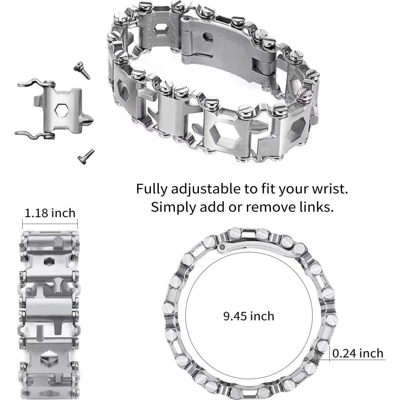 Pulsera Multiherramienta 29 en 1 Ozzagar Acero Inoxidable Plata