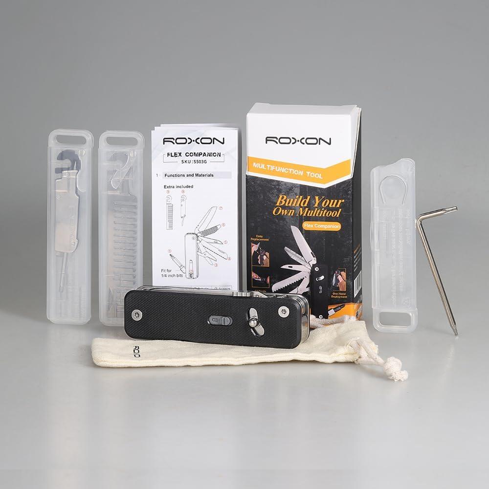 Mini Herramienta Multiuso ROXON S503G 9 en 1 con Cuchillo y Tijeras