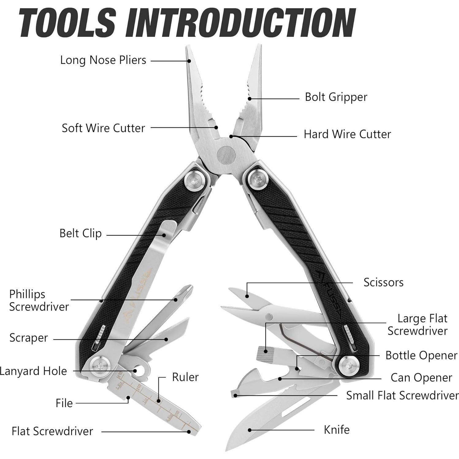Multiherramienta 16-en-1 FLISSA con Mango G10 y Funda