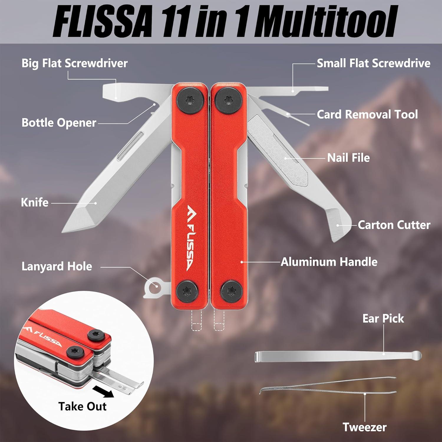 Tijeras Multiherramienta FLISSA 11 en 1 Acero Inoxidable Rojo