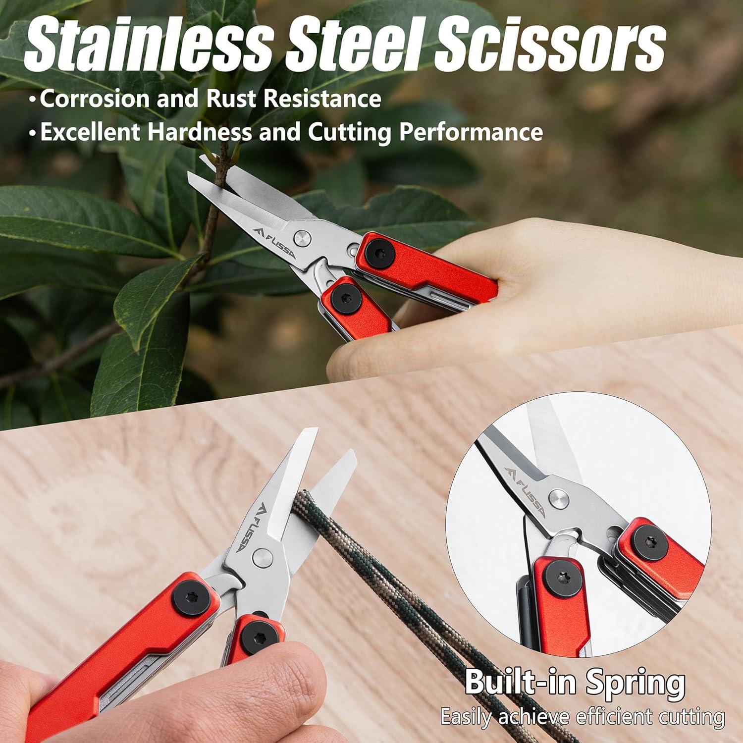 Tijeras Multiherramienta FLISSA 11 en 1 Acero Inoxidable Rojo