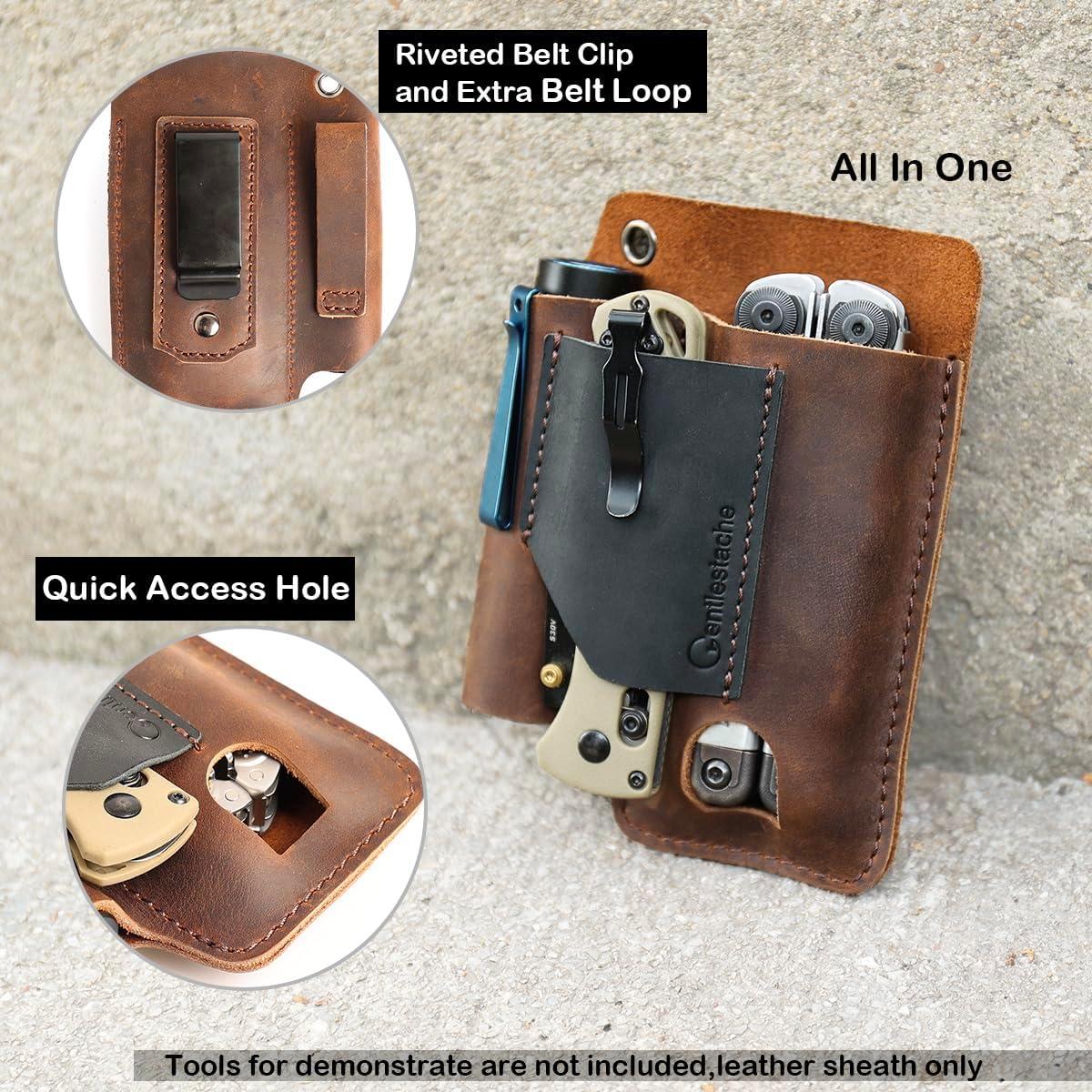 Funda de Multiherramienta de Cuero Gentlestache EDC Marrón