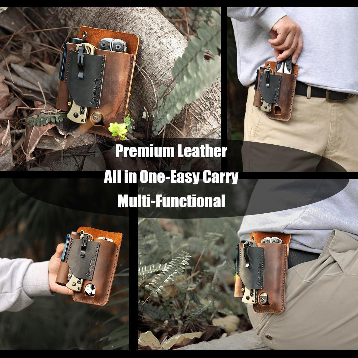 Funda de Multiherramienta de Cuero Gentlestache EDC Marrón