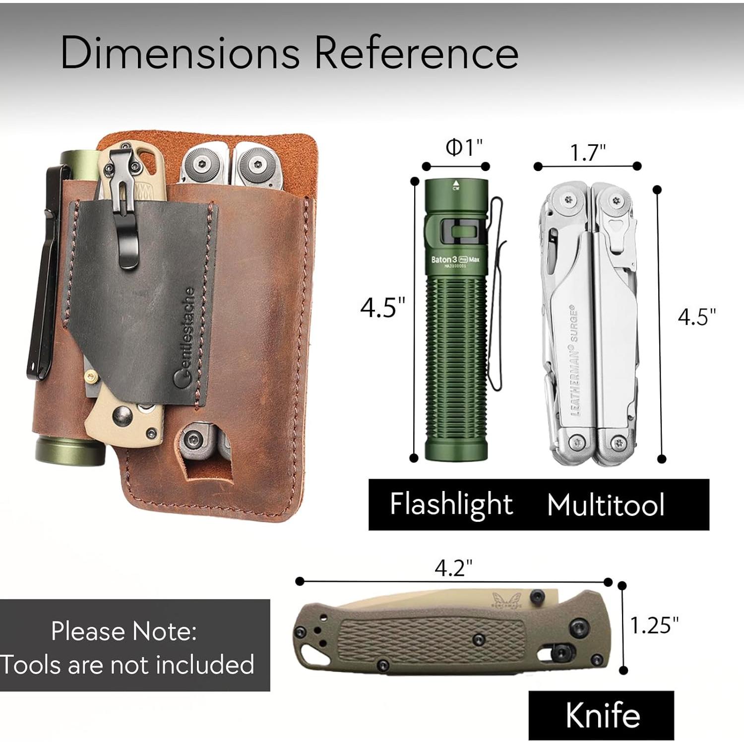 Funda de Multiherramienta de Cuero Gentlestache EDC Marrón