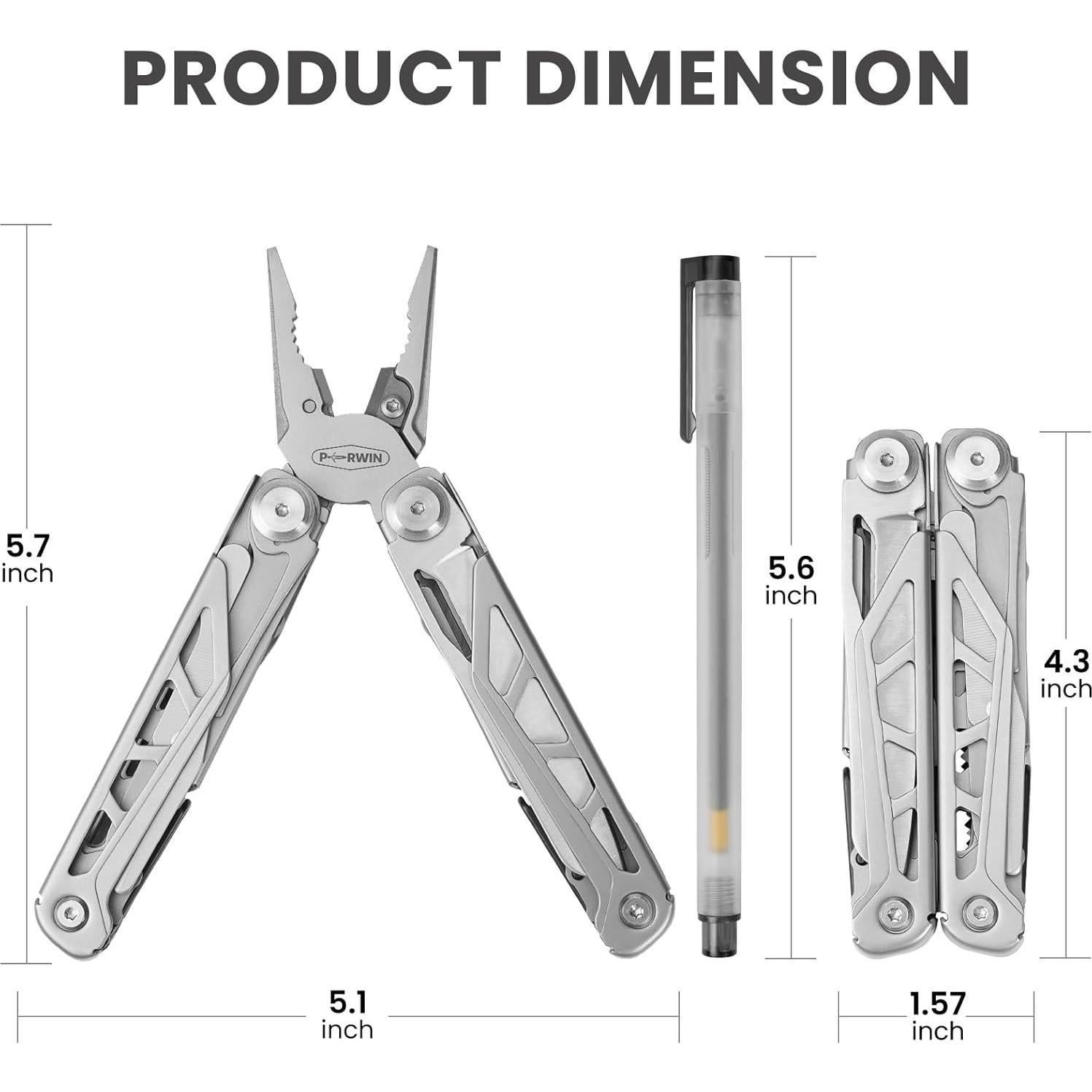 Multiherramienta PERWIN 17-en-1 Acero Inoxidable EDC Camping