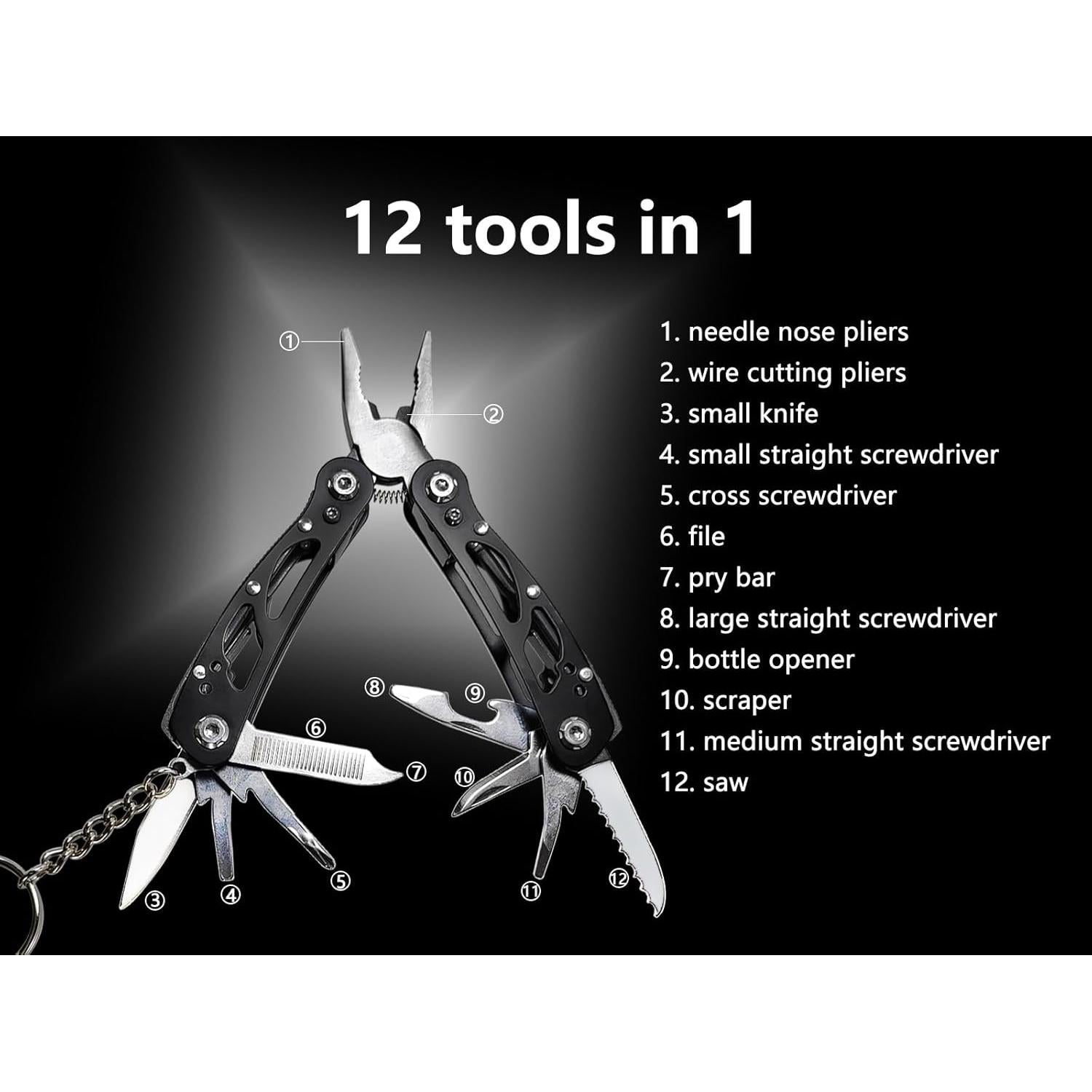 Multiherramienta 12 en 1 Cacylife, Portátil 96g, Ideal Camping