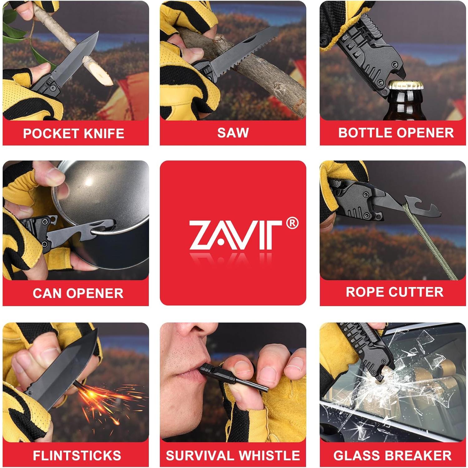 Cuchillo Multiherramienta 19 en 1 ZAVIT - Acero Inoxidable, Negro