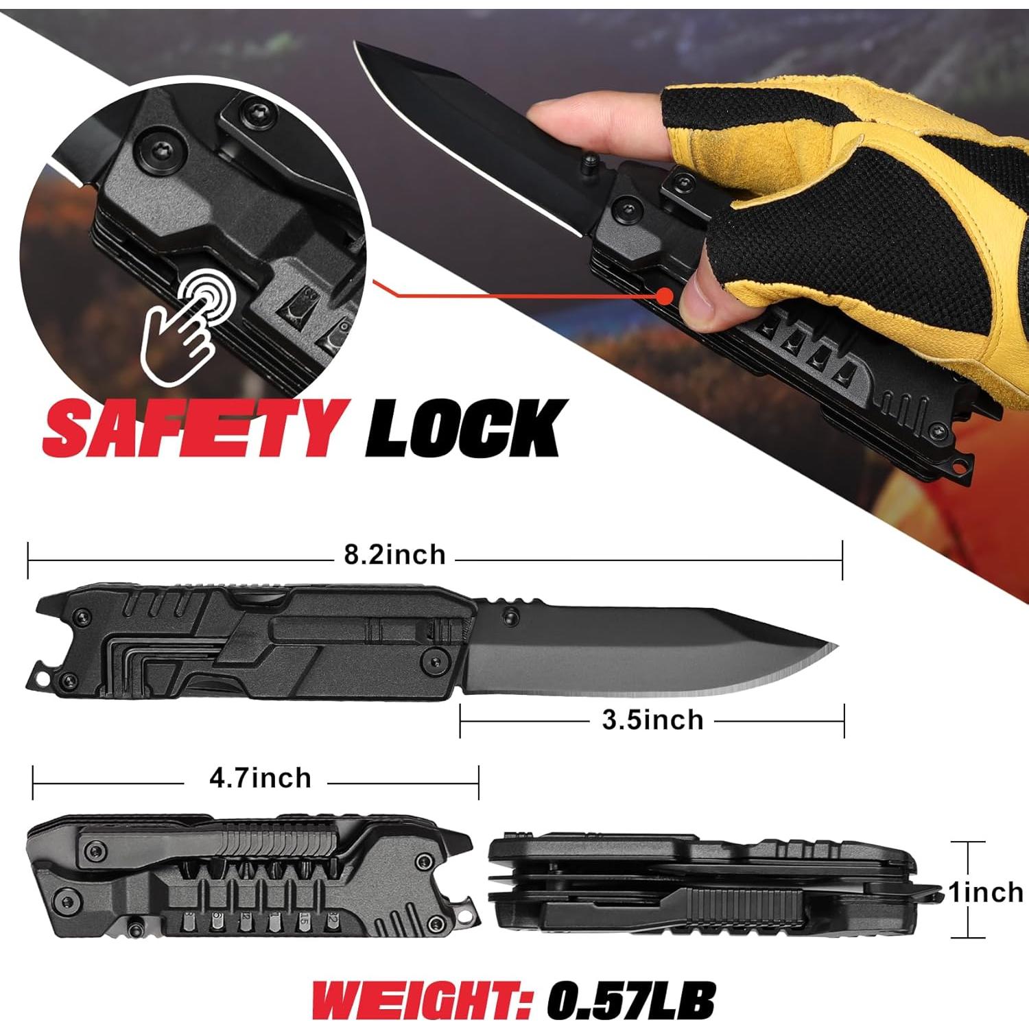 Cuchillo Multiherramienta 19 en 1 ZAVIT - Acero Inoxidable, Negro