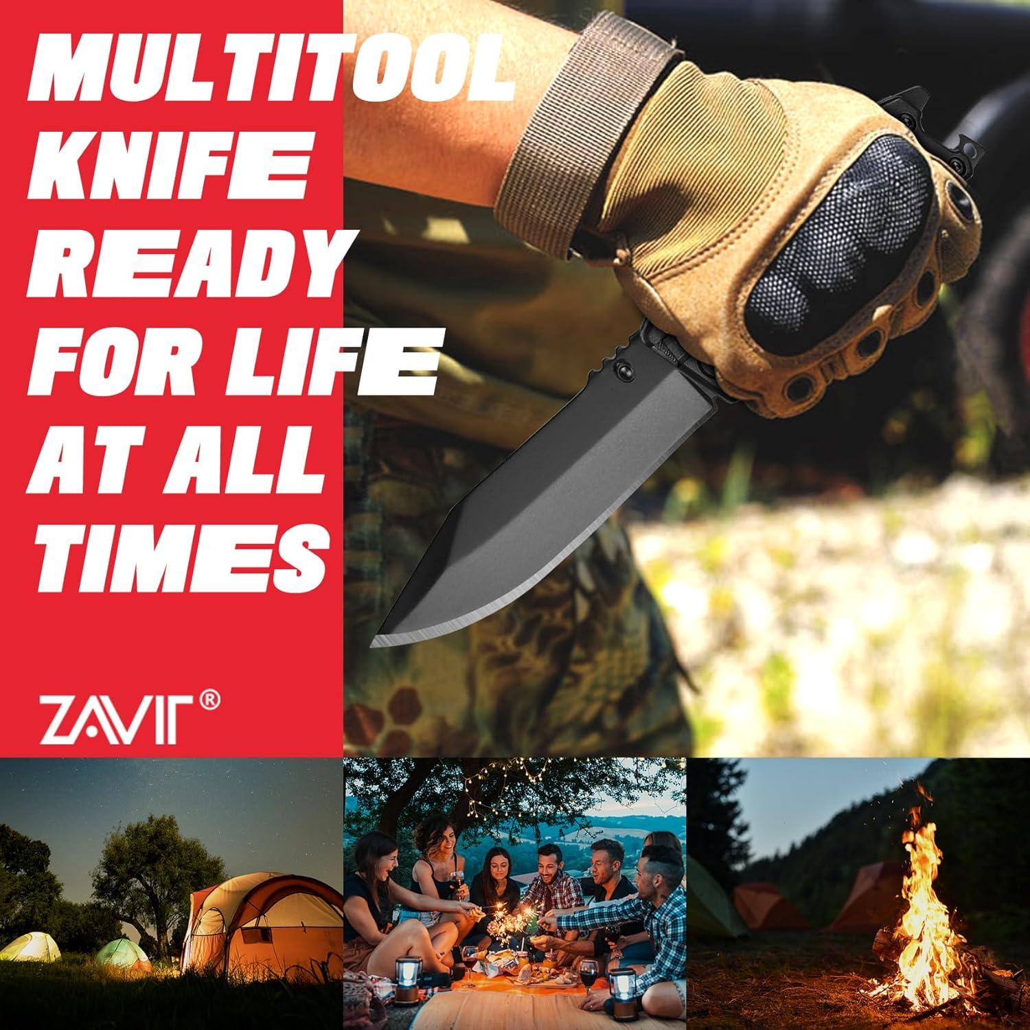 Cuchillo Multiherramienta 19 en 1 ZAVIT - Acero Inoxidable, Negro