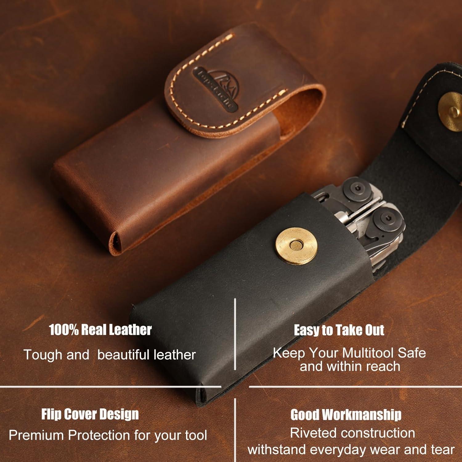Funda de Multiherramienta de Cuero Topstache - Negro - Mediana