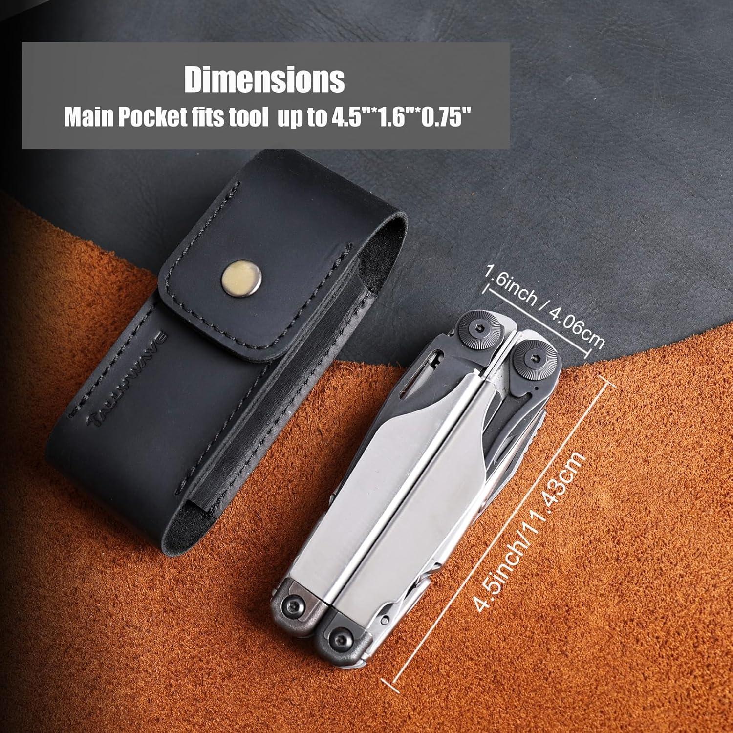 Funda de Cuero para Multiherramienta TALLYWAVE, Negro, 12.06x4.32cm