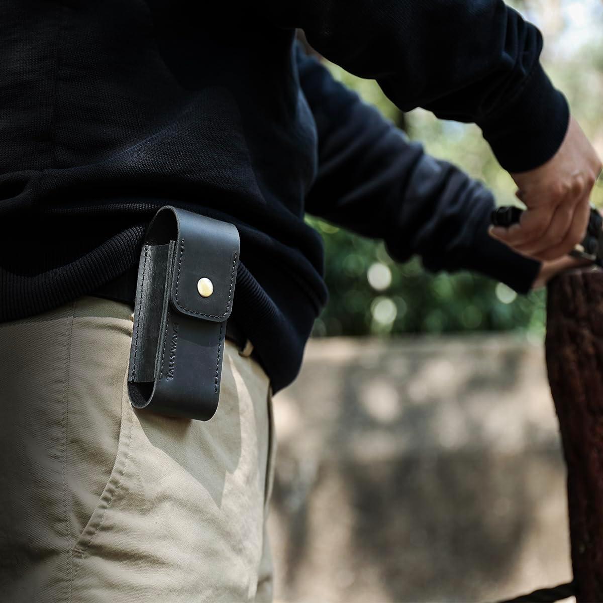 Funda de Cuero para Multiherramienta TALLYWAVE, Negro, 12.06x4.32cm