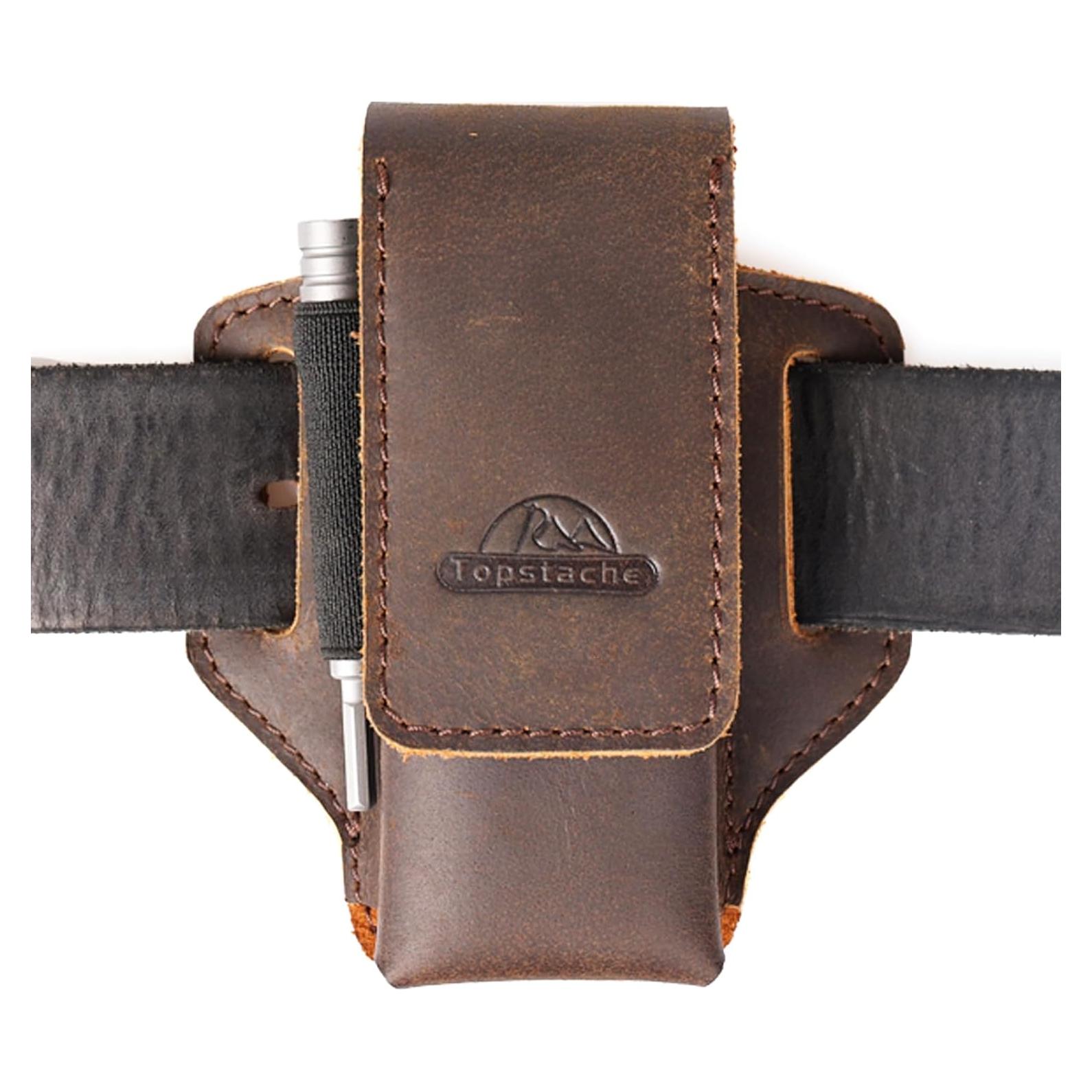 Funda de Multiherramienta de Cuero Topstache Marrón Oscuro - Cierre Magnético